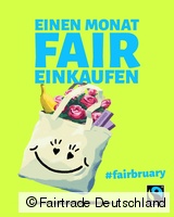 Banner: #Fairbruary – einen Monat fair einkaufen