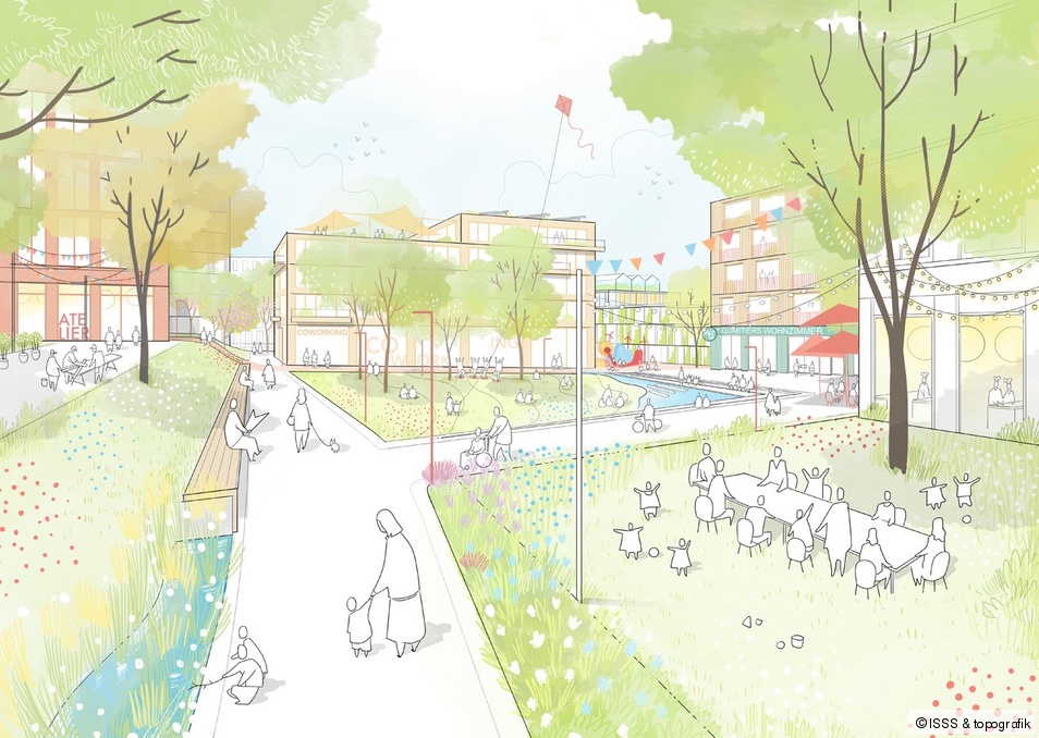 Quartierszentrum, IBA Quartier am Rotweg, Stuttgart Visualisierung: Quartierszentrum, IBA Quartier am Rotweg, Stuttgart