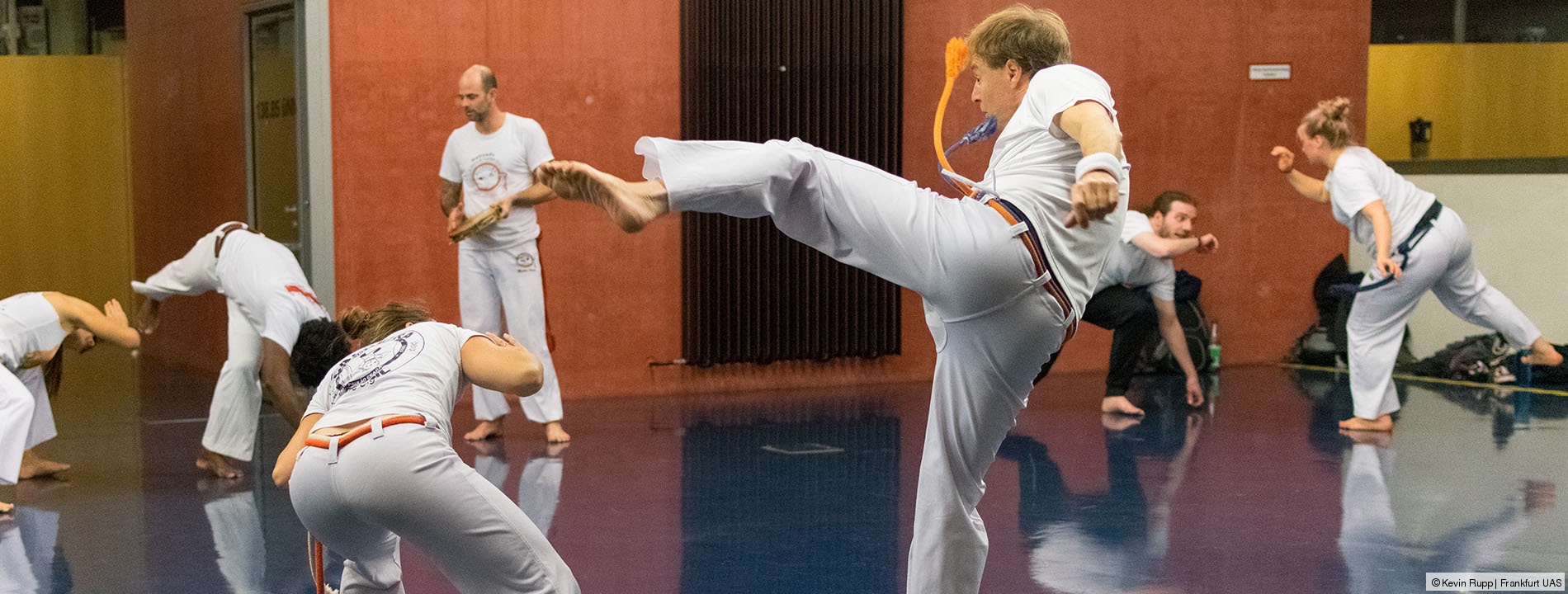 Bild von Menschen, die Capoeira machen, Link zum aktuellen Sportprogramm