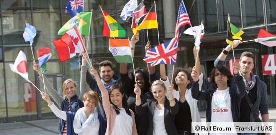 Students with flags Students with flags