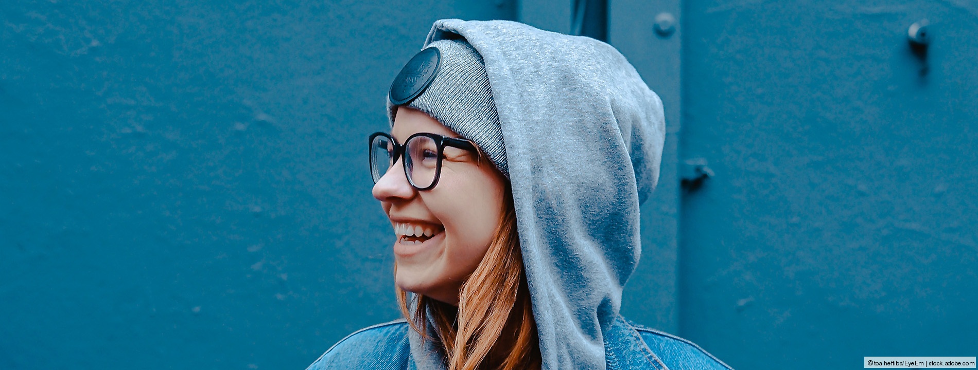 Student with a blue hood Student with a blue hood