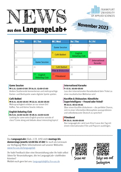 [Translate to EN:] Newsletter zu den Veranstaltungen im LanguageLab+