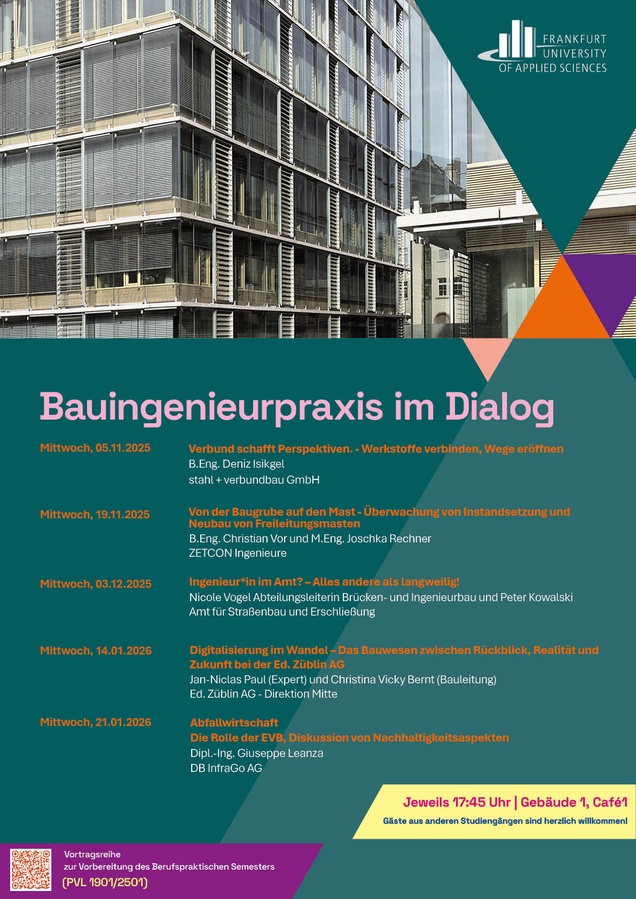 Plakat Vortragsreihe Bauingenieurpraxis im Dialog WS 2025/26