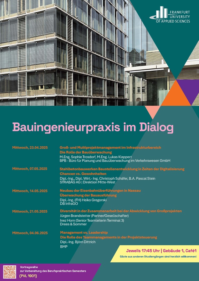 Plakat Vortragsreihe Bauingenieurpraxis im Dialog SoSe 2025