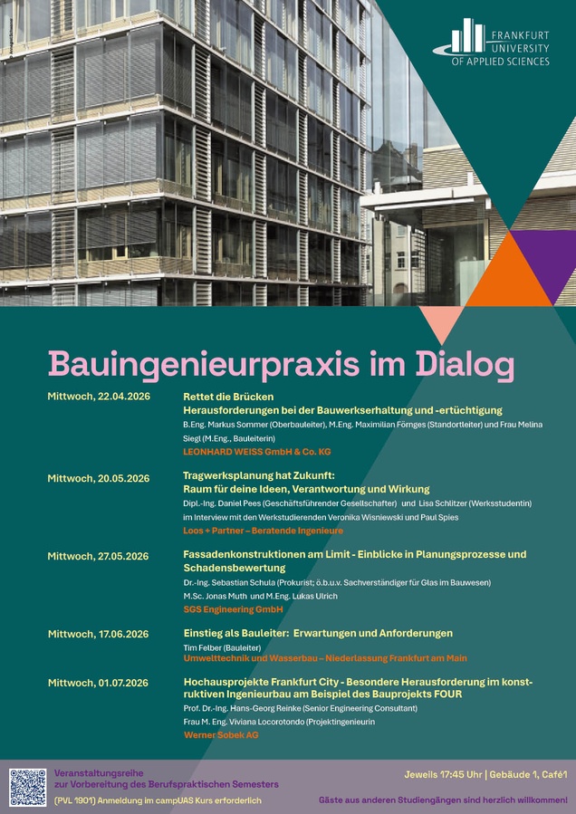Plakat Vortragsreihe Bauingenieurpraxis im Dialog SoSe 2026