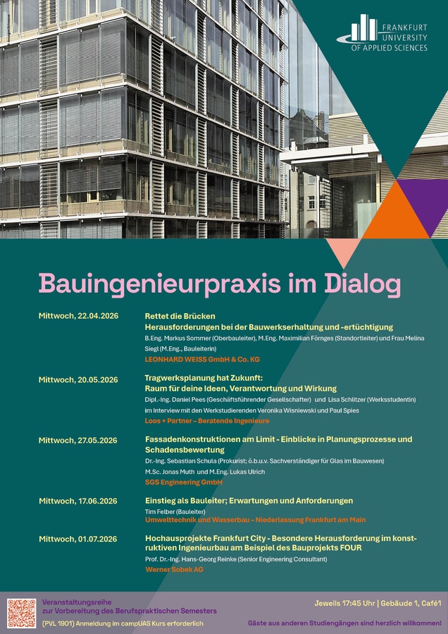 Plakat Vortragsreihe Bauingenieurpraxis im Dialog SoSe 2026 Plakat Vortragsreihe Bauingenieurpraxis im Dialog SoSe 2026