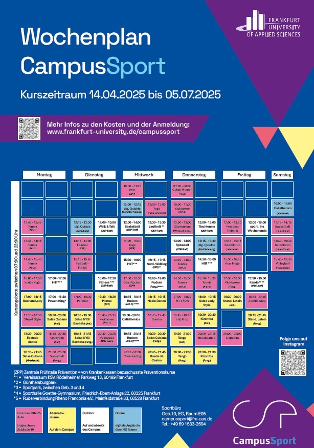 Wochenplan Sommersemester